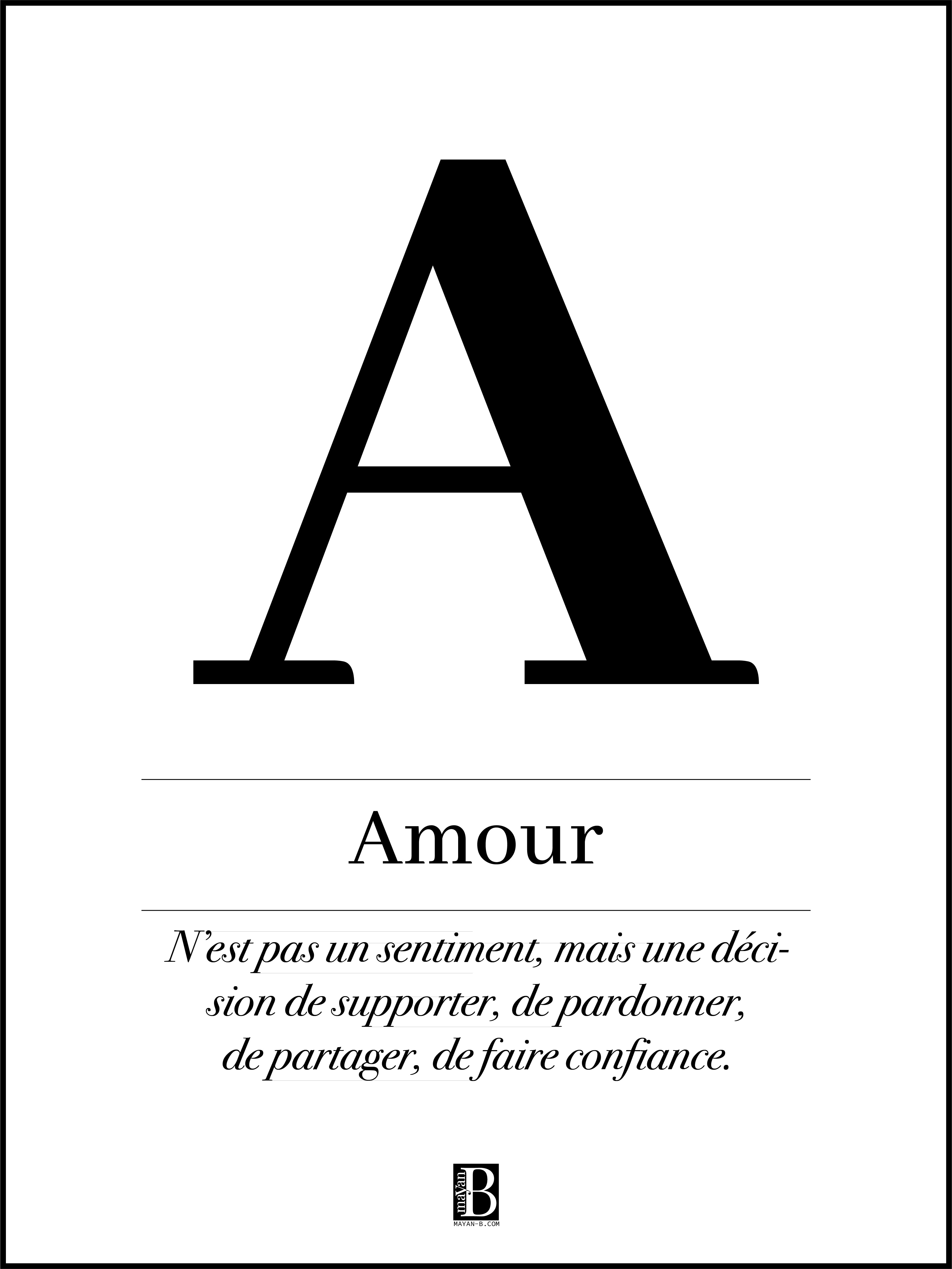 A comme Amour - Affiche personnalisable